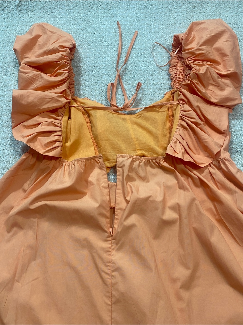 Ina Coral Peach Ruffle Maxi Dress with Front Cutout Size S 100%Cotton - Picture 15 of 16